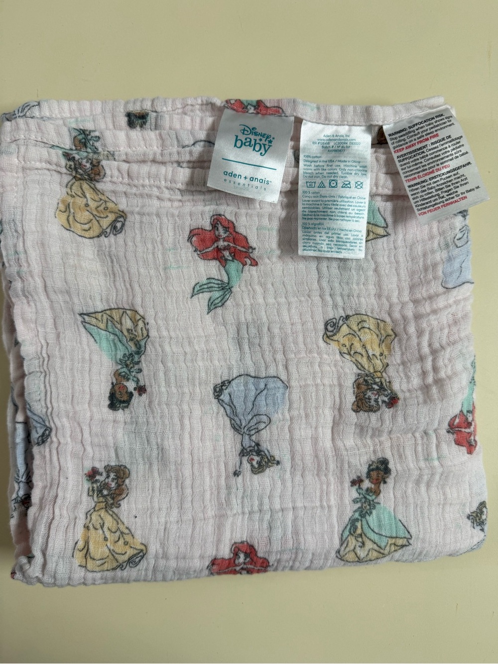 Disney Baby Aden + Anais Pink Princess Muslin Swaddle
